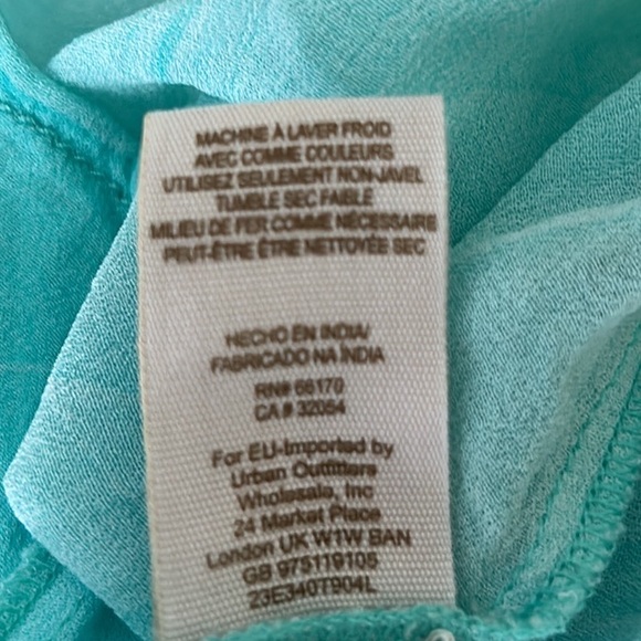 Free People Spellbound Aqua Marbled Chiffon Overlapping Back Blouse - S - Picture 14 of 15